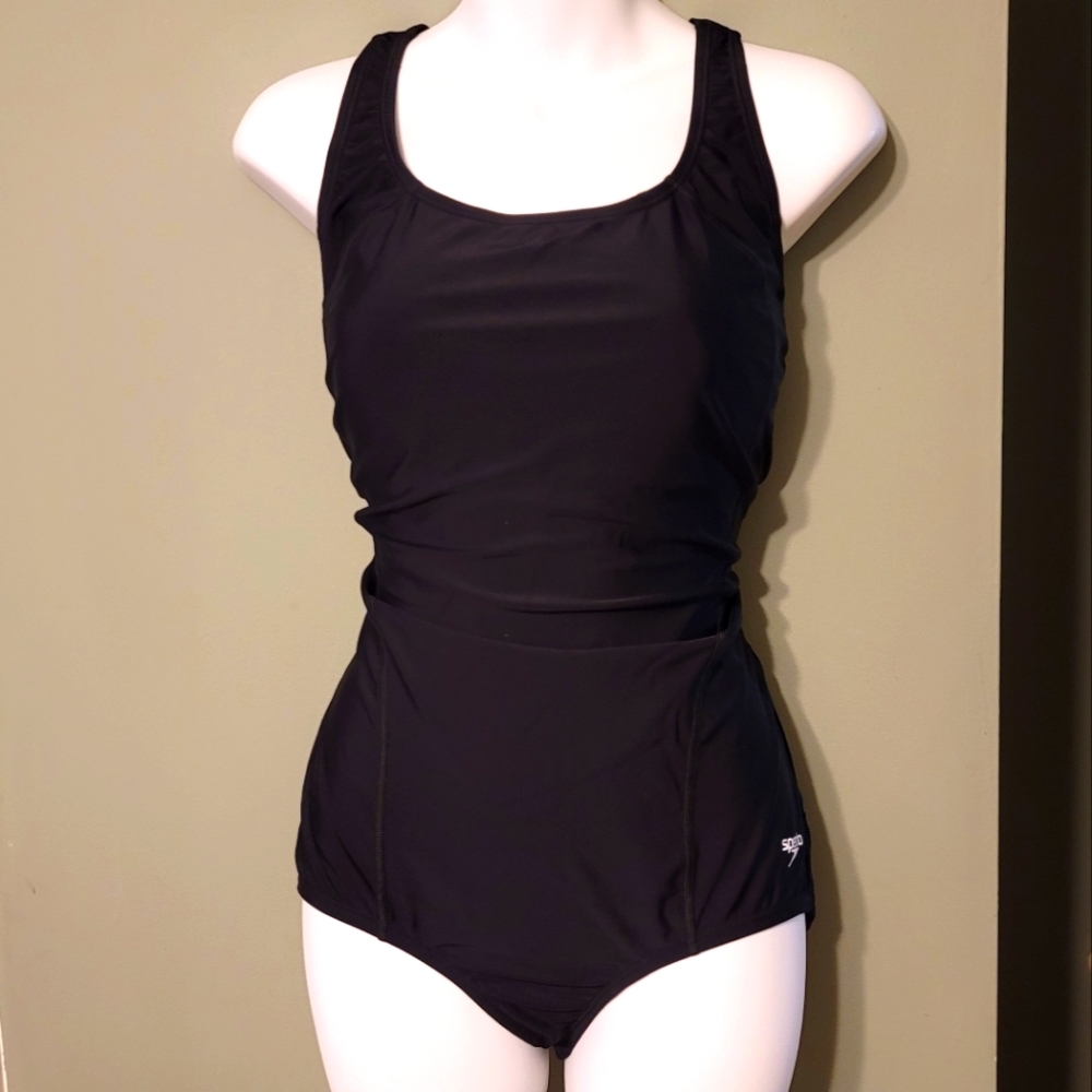 Speedo Powerflex black cross back swimsuit